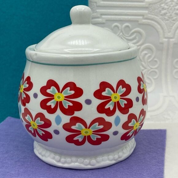 The Pioneer Woman Flea Market Flower Dot Pattern Ceramic SUGAR BOWL ONLY w/ Lid - Picture 4 of 16